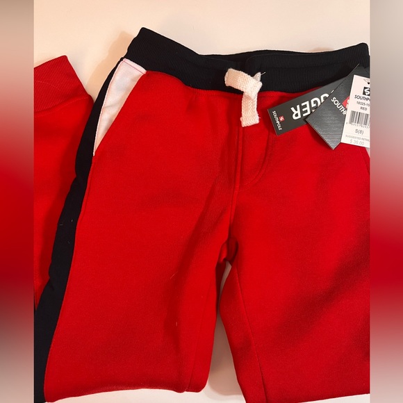 NWT South Pole Boy's Small Red Jogger Sweatpants with Navy Striped Sides - Picture 2 of 7
